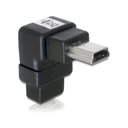 USB Adapter Mini-B pour Mini-B, coudé 90ø, male/femelle, connecteur 180ø retourné