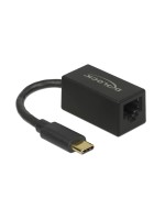 Delock USB3.2 Typ-C for Gigabit LAN Adapter, 10/100/1000Mbps Gigabit, black , Kompakt