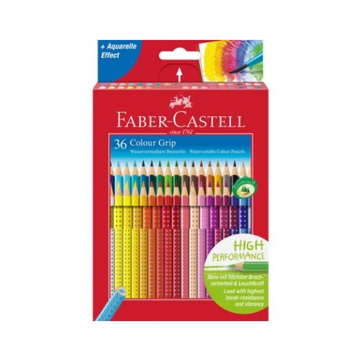 Faber-Castell Crayons de couleur Colour Grip Etui en carton de 36 pièces