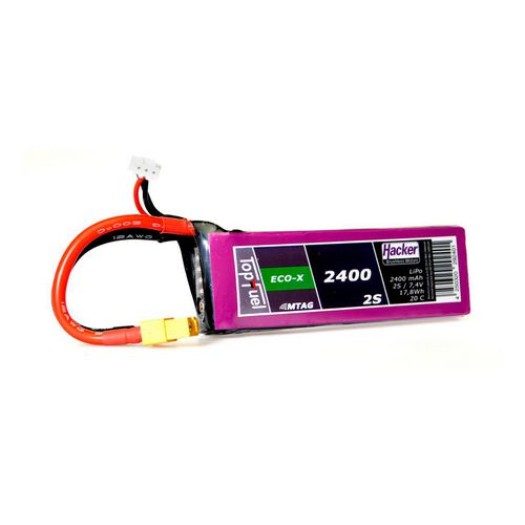 Hacker Batterie RC LiPo 2400 mAh 7,4 V 20C TopFuel ECO-X MTAG