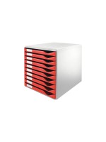 Leitz Boîte à tiroirs Kit de formulaires 10 tiroirs, rouge