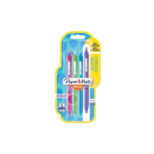 Paper Mate Stylo bille Inkjoy 300 RT 1 mm, 4 pièces