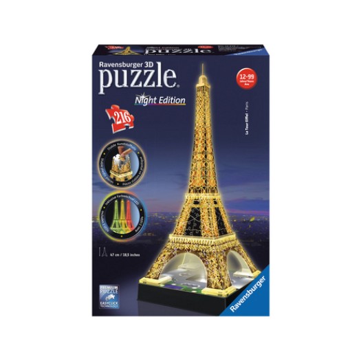 Eiffelturm bei Nacht, 3D Puzzle-Bauwerke