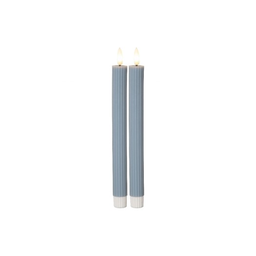 Star Trading Set de bougies LED sur tige Flamme Stripe, 25 cm, bleu, 2 pièces