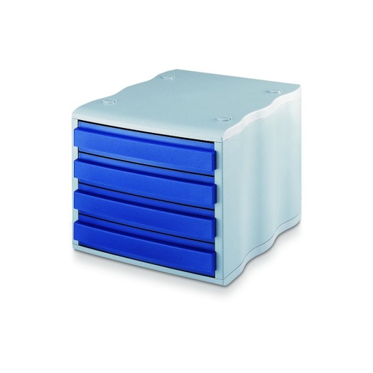 Styro Boîte à tiroirs Styrowave 4 tiroirs, gris/bleu