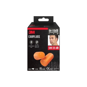 3M Gehörschutzstöpsel 1100, 50 Stück, Weichschaum, SNR-Wert 35 dB, Orange 3M Gehörschutzstöpsel 1100, 50 Stück, Weichschaum, SNR-Wert 35 dB, Orange