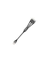 4smarts USB Ladecable,2.4A, black , 20cm, Textil,3in1, USB-A - USB-C,MicroB,Lightning