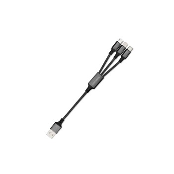4Smarts USB Ladekabel,2.4A, schwarz, 20cm, Textil,3in1, USB-A - USB-C,MicroB,Lightning 4Smarts USB Ladekabel,2.4A, schwarz, 20cm, Textil,3in1, USB-A - USB-C,MicroB,Lightning