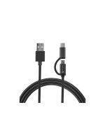 4Smarts USB2.0-cable, 2A, black , 1m, Textil, verstärkt, 2in1, USB-C- MicroB & C
