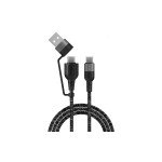 4smarts USB Ladecable,CA, monochrom, 1.5m, Textil,2in1, USB-A/C - USB-C