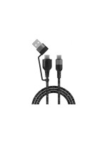 4smarts USB Ladekabel,CA, monochrom, 1.5m, Textil,2in1, USB-A/C - USB-C