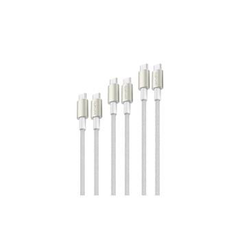 4smarts USB-C Kabel 3er Set, 0.5m/1.5m/3m, weiss/silber 4smarts USB-C Kabel 3er Set, 0.5m/1.5m/3m, weiss/silber