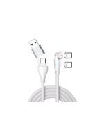 4smarts Câble USB C/A 540° Câble magnétique GravityCord 100W 1.8 m Blanc