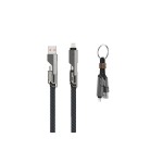 4smarts ComboCord Flat 240 W et câble Keyring, graphite USB A/USB C - Lightning/USB C 1.5 m