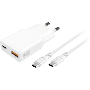 4smarts Netzladegerät PDPlug Slim Duos, 20W GaN,1C und 1A + USB-C Kable 1.5m, Weiss 4smarts Netzladegerät PDPlug Slim Duos, 20W GaN,1C und 1A + USB-C Kable 1.5m, Weiss