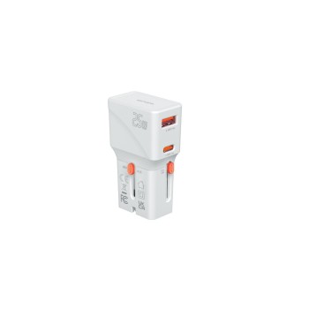 4smarts Adaptateur de voyage mondial Nomad Pocket 25W 1C+1A, blanc