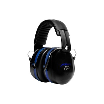 ACE Mute Kapsel Gehörschutz Schwarz/Blau, Verstellbar, EN 352 Zertifiziert, -32dB