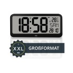 ADE Horloge radio-pilotée Horloge murale XXL ou horloge de régulation Noir
