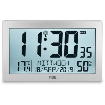 ADE Horloge murale radio XL, Argenté ADE Horloge murale radio XL, Argenté