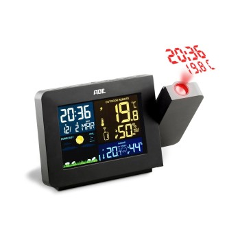 ADE Wetterstation with Funk-Aussensensor, black , with Projektion ADE Wetterstation with Funk-Aussensensor, black , with Projektion