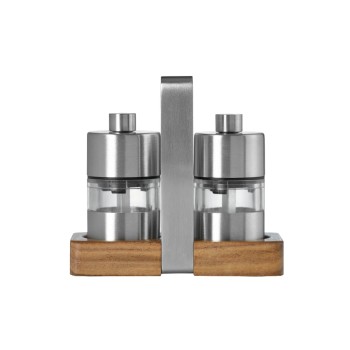 AdHoc Salz-Pfeff. MENAGE MINIMILL ME03, Edelstahl/Akazienholz