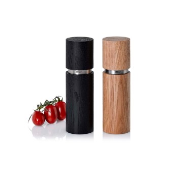 AdHoc Pfeffer/Salzmühle Set TEXTURA MP47, GRANDE, Holz, sandgestrahlt/Edelstahl