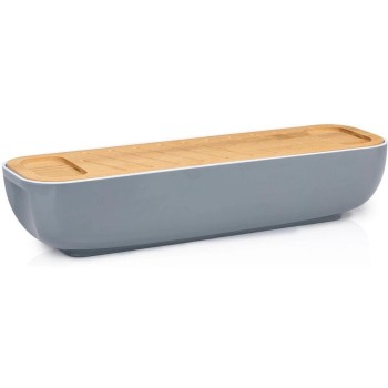 alpina Boîte à pain avec couvercle en bambou Gris