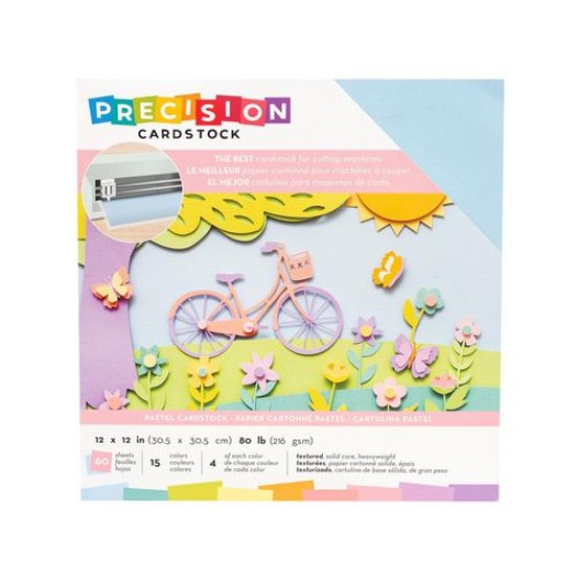 American Crafts Carton de bricolage Cardstock Precision Pastel, 15 couleurs