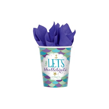 Amscan Gobelets jetables Sirène 266 ml 8 Pièce/s, Violet Amscan Gobelets jetables Sirène 266 ml 8 Pièce/s, Violet