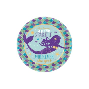 Amscan Assiettes jetables Mermaid 23 cm, 8 Pièce/s, Violet Amscan Assiettes jetables Mermaid 23 cm, 8 Pièce/s, Violet