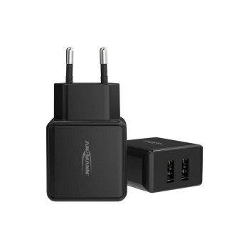 Ansmann Chargeur mural USB Chargeur domestique HC212, 12W, 2x USB, noir Ansmann Chargeur mural USB Chargeur domestique HC212, 12W, 2x USB, noir