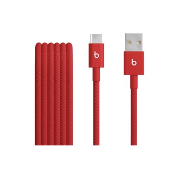 APPLE Beats USB-cable A-C, 15W, 1.5m, red, geflochten, USB 2.0, 15W, Rapid Red