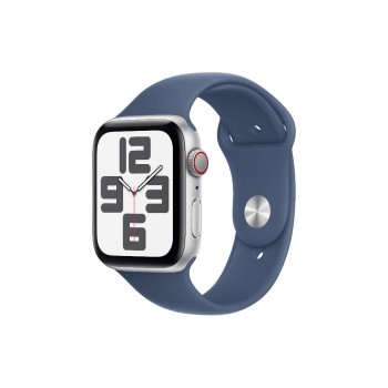 Apple Watch SE 2024 CEL 44 Silver  S, with Denim Sport Band - S/M Apple Watch SE 2024 CEL 44 Silver  S, with Denim Sport Band - S/M