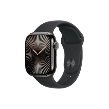 Apple Watch S10 CEL 42 Slate Titanium M, with  Black Sport Band - M/L Apple Watch S10 CEL 42 Slate Titanium M, with  Black Sport Band - M/L