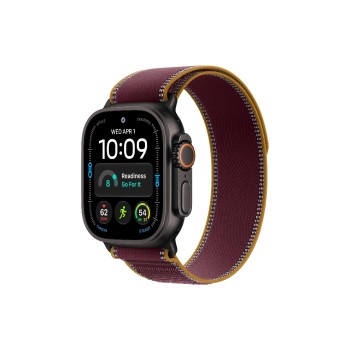 Apple Watch Ultra 4, 49mm, Black Titan, Burgundy Trail Loop S/M