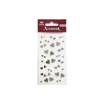 Artoz Autocollant à motif Cœurs 1 feuille, argent Artoz Autocollant à motif Cœurs 1 feuille, argent