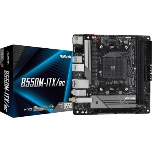 ASRock B550M-ITX/AC, mATX, AM4, AMD B550, 2x DDR4, PCI-E 4.0