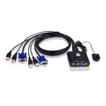 Aten CS22U: USB VGA KVM Switch, 2Port, USB 2.0, eingebaute Universalkabel, 2x 0.9m