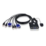 Aten CS22U: USB VGA KVM Switch, 2Port, USB 2.0, eingebaute Universalcâble, 2x 0.9m
