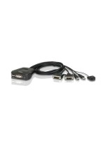 Aten CS22D: USB DVI KVM Switch, 2Port, USB 2.0, eingebaute Universalcable, 2x 0.9m