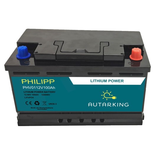 Autarking Philipp Li Batterie 12.8V 100Ah, mit App, LiFePO4, 318x175x190mm