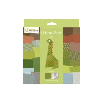 Avenue Mandarine Origami Papier Dino, 20x20cm, 60 Blatt 70g