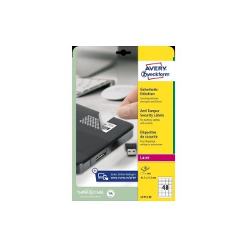 Avery Sicherheits-Etiketten L6113-20, manipulationssicher, 20 Bogen/960 Etiketten Avery Sicherheits-Etiketten L6113-20, manipulationssicher, 20 Bogen/960 Etiketten