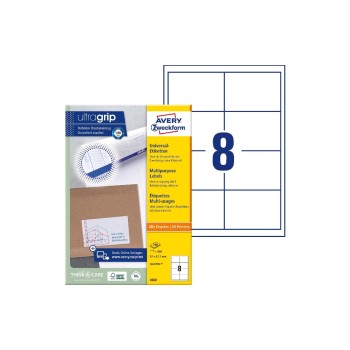 Avery Zweckform Etiketten A4, 97 x 67,7 mm, Packung for 100 Blatt / 800 Etiketten