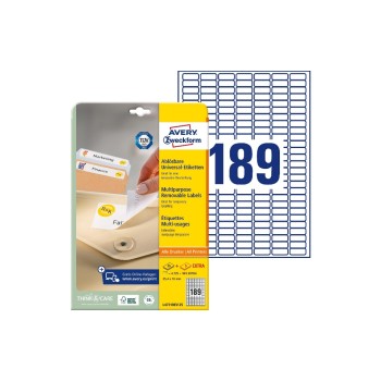 Avery Zweckform Etiketten stick+Lift, white, 25.4 x 10mm, 25 Bogen / 4725 Etiketten