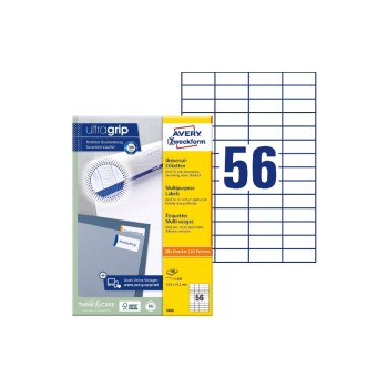 Avery Zweckform Etiketten A4, 52.5x21.2mm, Packung pour 100 Blatt / 5600 Etiketten Avery Zweckform Etiketten A4, 52.5x21.2mm, Packung pour 100 Blatt / 5600 Etiketten