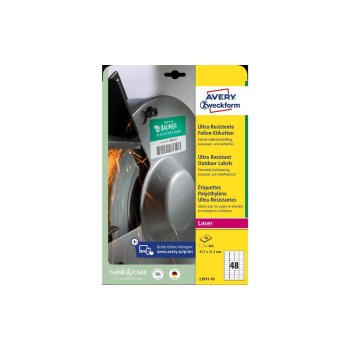 Avery Zweckform Etiketten A4 ultraresistent, Packung pour 10 Blatt / 480 Etiketten Avery Zweckform Etiketten A4 ultraresistent, Packung pour 10 Blatt / 480 Etiketten