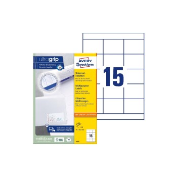 Avery Zweckform Etiketten A4,70 x 50.8 mm, Packung for 100 Blatt / 1500 Etiketten