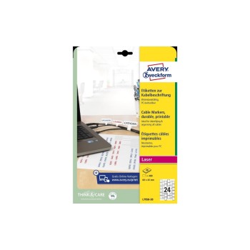 Avery Zweckform Etiketten cablebeschriftung, Laser, 60 x 40 mm, 480 Etiketten, 40 Bogen