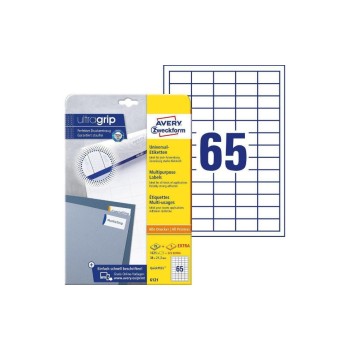Avery Zweckform Etiketten A4, 38x21.2mm, Packung for 30 Blatt / 1950 Etiketten